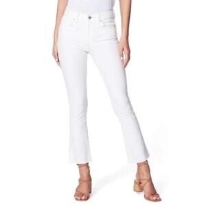 Paige White Denim Colette Crop Flare Raw Hem Jeans Size 29